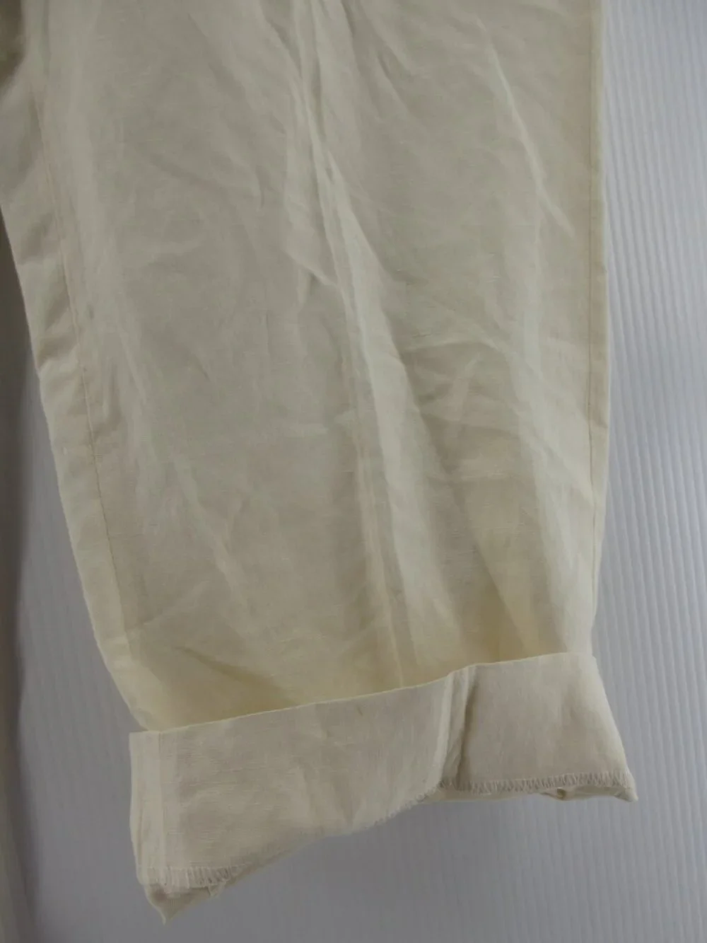 VINTAGE Ralph Lauren Polo Pants 38X27 Cream Linen Silk Trousers Y2K *